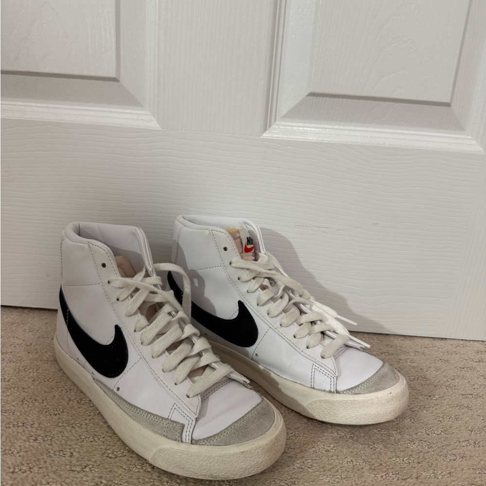 Nike White and Black High-Top Sneakers